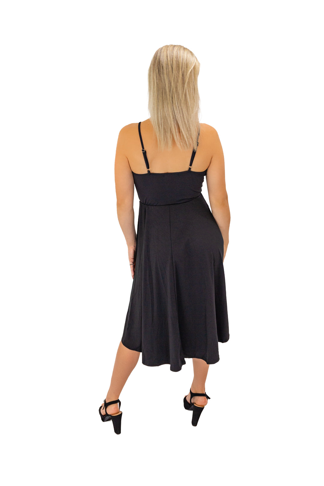 Black Sleeveless Swing Mini With Asymmetric Hem Dress