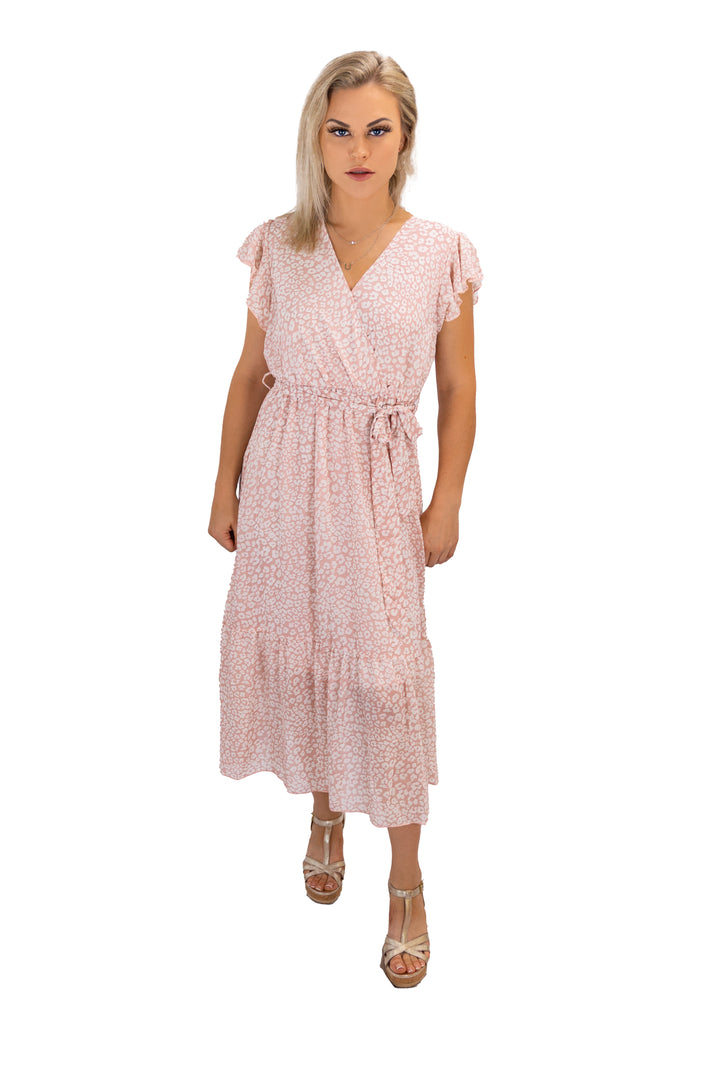 Red Floral Midi Wrap Women's Dress