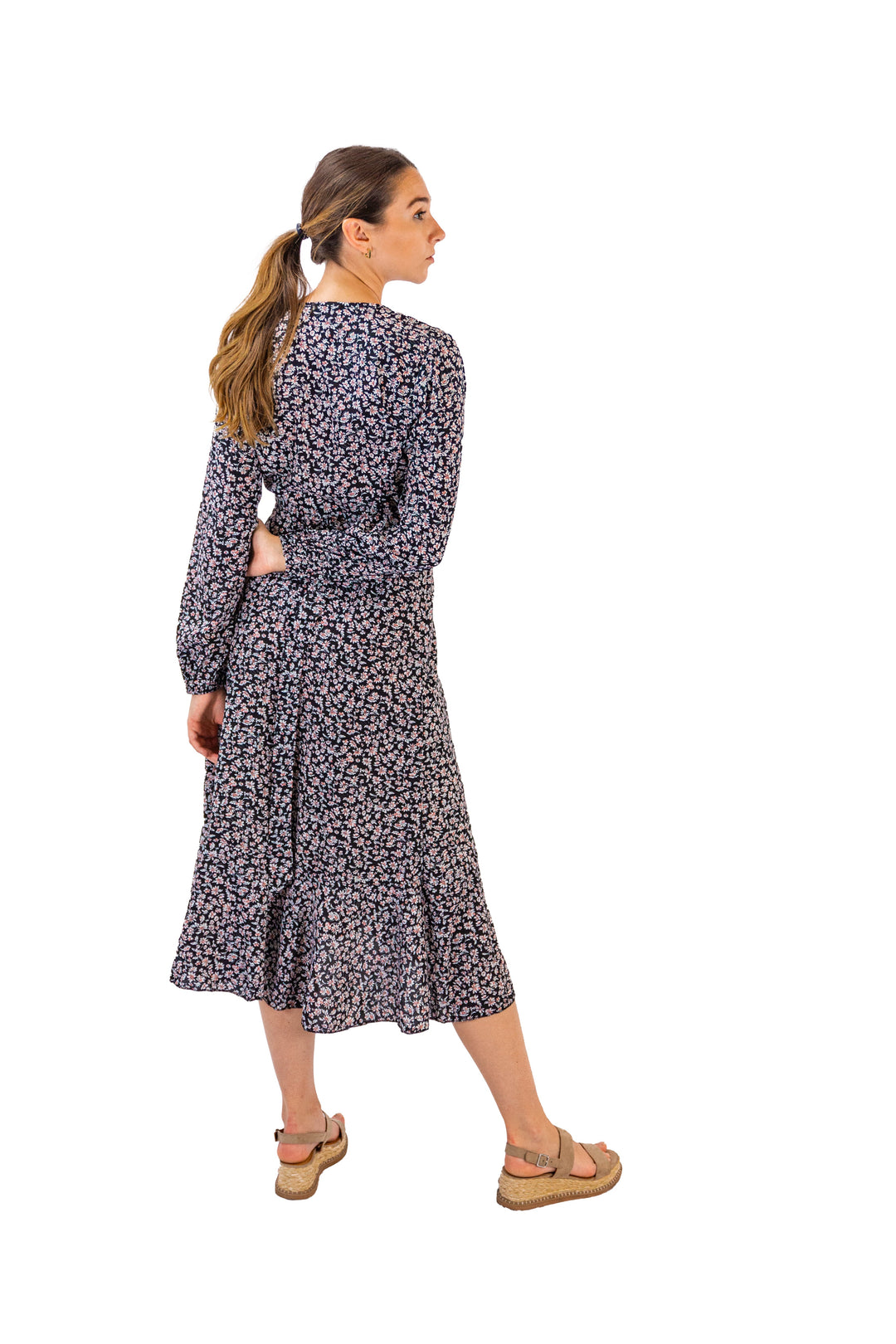 Lavish Lavender Ruffle-wrapped Midi Dress