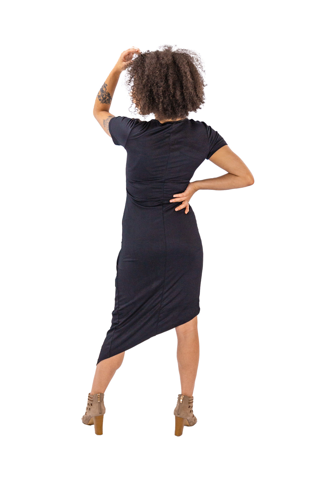 Black Sleeveless Tiered Dress with Floral Print