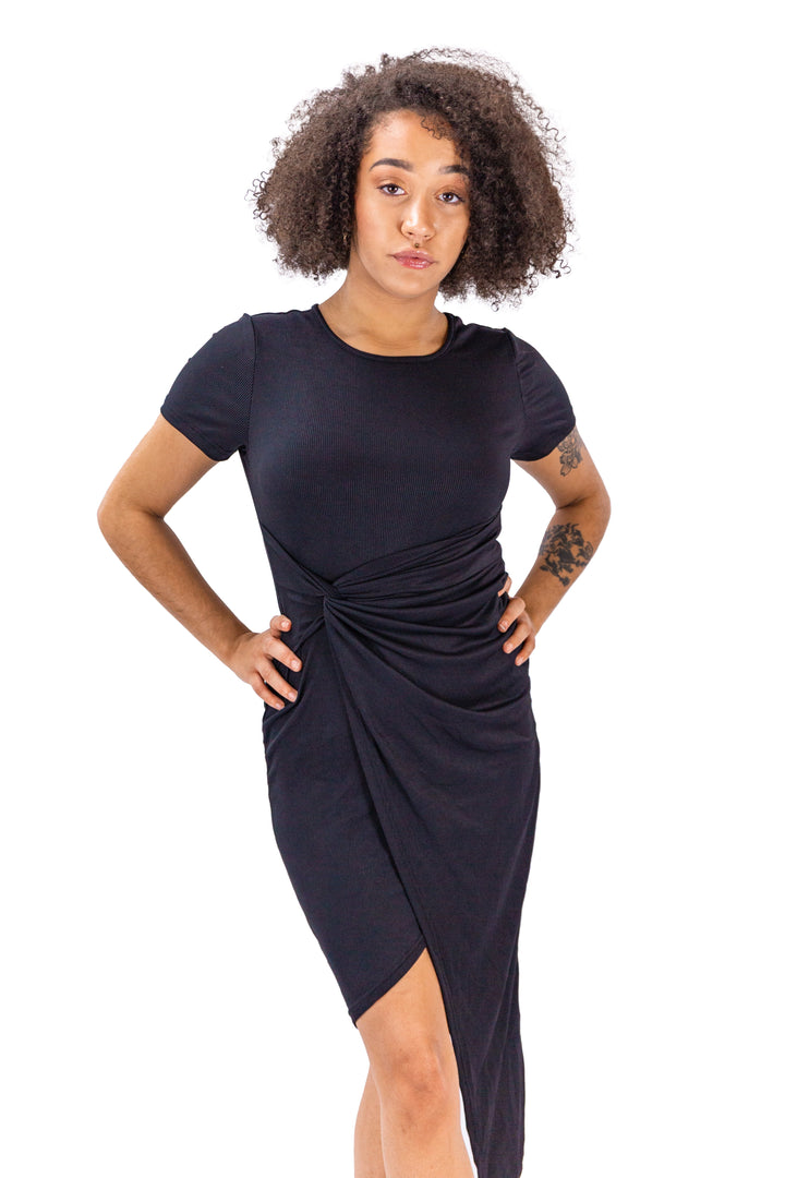 Black Sleeveless Tiered Dress with Floral Print