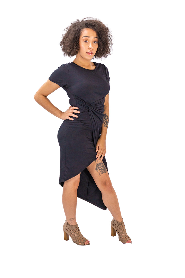 Black Sleeveless Tiered Dress with Floral Print