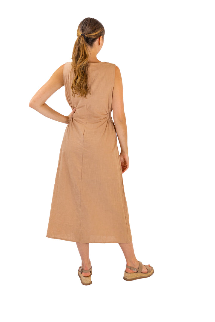 Sleeveless Midi Dress in Chic Earthy Brown